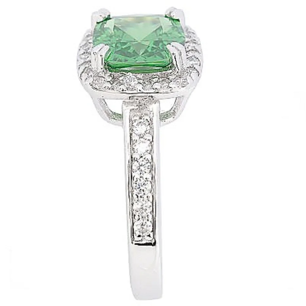 QVC Epiphany Platinum Clad Diamonique Simulated Emerald Ring. 0269 - Picture 2 of 4